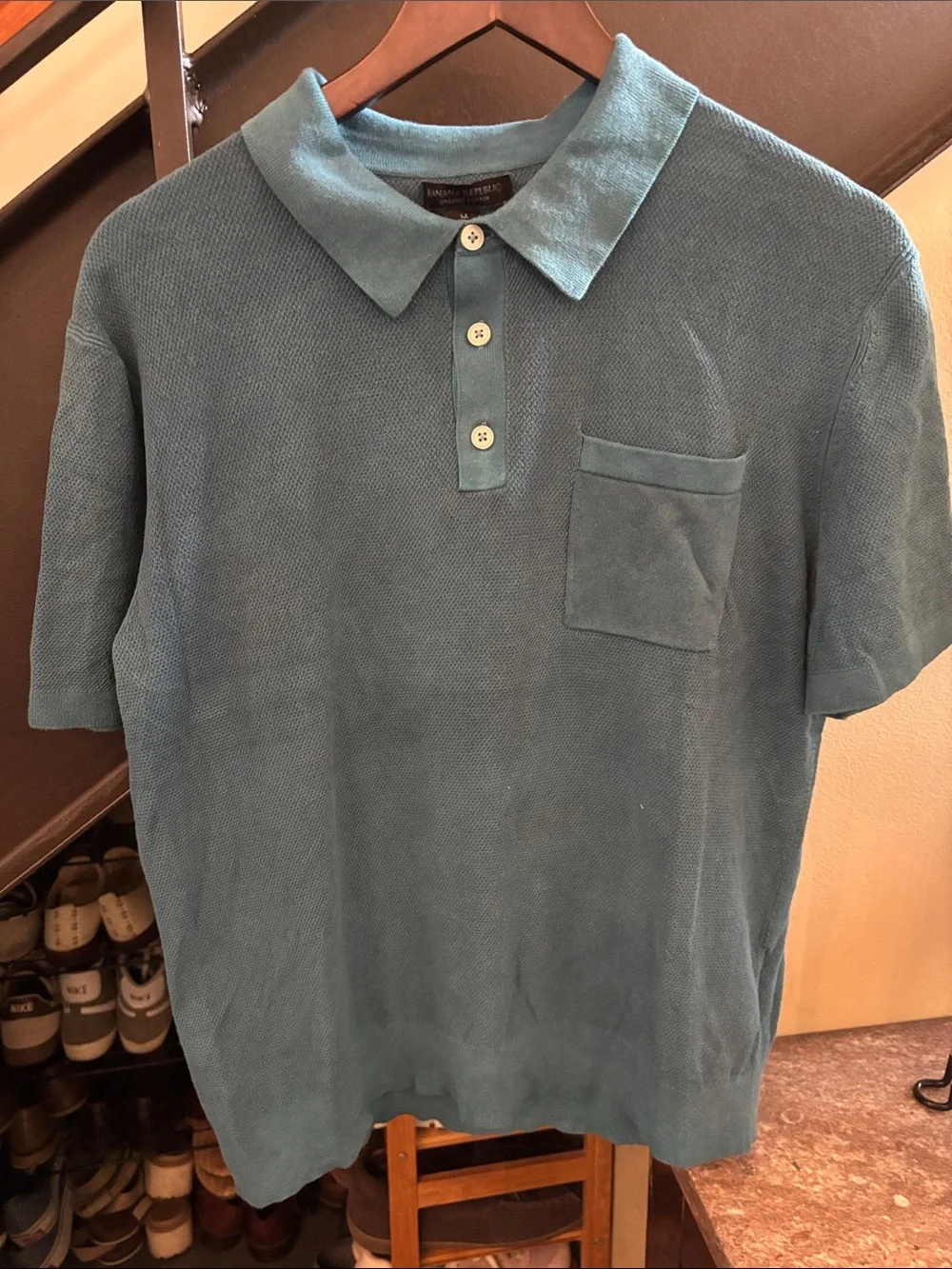 Banana republic Teal Short-Sleeve Polo with Chest Pocket